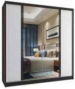 Šatníková skriňa 158 cm Belini čierny mat /biely mat s posuvnými dverami a zrkadlom  MV SZP3/2/B/W/B/HI