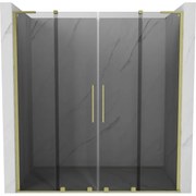 Mexen Velar L Duo, posuvné sprchové dvere do otvoru 170 cm, 8mm šedé sklo, zlatá matná, 871-170-003-42-55
