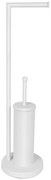 Erga 104, držiak na toaletný papier a toaletnú kefu 19x19x72 cm, biela matná, ERG-SEP-10STOLAZ104WH