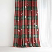 Goldea dekoračný záves - červené káro s vločkami 140x150 cm