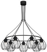 Závesné svietidlo Don, 7x čierne drôtené tienidlo, b