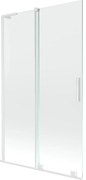 Mexen Velar L, 2-krídlová posuvná vaňová zástena 110 x 150 cm, 8mm číre sklo, biely profil, 896-110-003-01-20