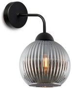 Nástenné svietidlo Riffle Round, 1x grafitové sklenené tienidlo