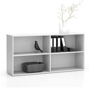 Kancelársky policový regál LAYERS, dlhý, 2 police, 1582 x 400 x 777, biela