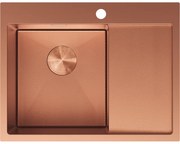 Mexen Exar, 1-komorový nerezový drez s odkvapkávačom, ľavý, 620 x 480 mm, brúsená meď, vzor voština, 6431621005L-65HC