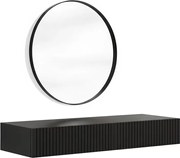 Závesný toaletný stolík Nicole so zrkadlom 60 cm - čierny mat / čierna