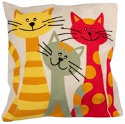 Pletená obliečka na vankúš Mačky, 45 x 45 cm