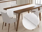 Biante Damaškový behúň na stôl DM-002 Biely - pásiky 6 a 24 mm 20x120 cm