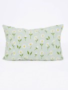 Bavlnená obliečka na vankúš Renforcé 40 × 60 cm - Sedmokrásky sivozelené/biele