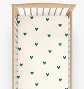 Goldea bavlnená napínacia plachta do detskej postieľky - srdiečka na slonovej kosti 60 x 120 cm