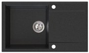 Sink Quality Sink55, kuchynský granitový drez 780x460x215 mm + chrómový sifón, grafitová, SKQ-SINK.G.1KDOL.X