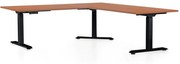Výškovo nastaviteľný stôl OfficeTech Angle, 180 x 200 cm, čierna podnož, čerešňa