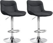 2x Barová stolička Vonore - koženka, chróm rám - Čierna