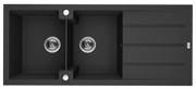 Laveo Canaria, 2-komorový granitový drez 1160x500x207 mm, čierna škvrnitá, LAV-SPC_721T
