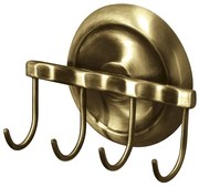 BISK Erga Deco, 4-háčik na uteráky, antická mosadz, ERG-02214