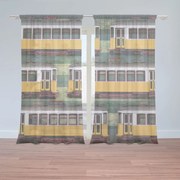 Sablio Záclony Lisabonské historické električky Zelený Pattern: 2ks 150x250cm