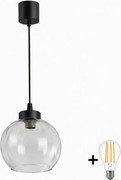 BRILAGI - LED luster na lanku RETRO GLASS 1xE27/60W/230V pr. 25 cm čierna/číra