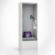 Akustická kabína SALLY MentalBox 600 mm – biely korpus, sivé sedadlo