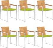 vidaXL Záhradné stoličky 6 ks s podložkami tíkový masív