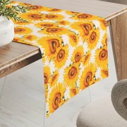 Biante Dekoračný behúň na stôl PML-102 Slnečnice na bielom 20x120 cm