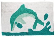 Biela/tyrkysovomodrá kúpeľňová predložka 50x80 cm Dolphin – Rex London