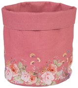 Ružový bavlnený košík na pečivo Flower & Fauna - Ø 15*16 cm