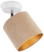 Bodové svietidlo Mediolan, 1x béžové/zlaté textilné tienidlo, (výber z 2 farieb konštrukice - možnosť polohovania)