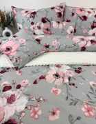 Bavlnené posteľné obliečky Sakura – sivá 140x200/70x90 cm, 100 % bavlna, zips