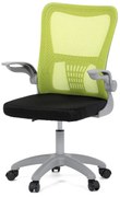 Kancelářská židle, zelená síťovina, šedý plast, kolečka na tvrdé podlahy