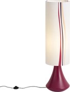 Retro stojaca lampa fialová s viacfarebným látkovým tienidlom - Mina