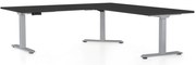 Výškovo nastaviteľný stôl OfficeTech Angle, 180 x 200 cm, sivá podnož, čierna