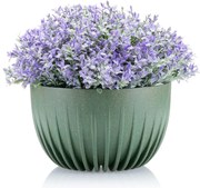 PLASTOVÝ KVETINÁČ STRIPPED ECO 14X24 CM ZELENÁ