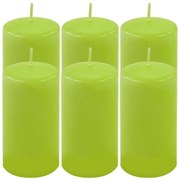 Sada stĺpových sviečok, 11,5 cm, Ø 6 cm, svetlozelená, 6 ks