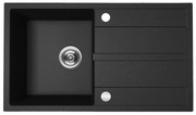 Kuchinox Viti, 1-komorový granitový drez 760x440x175 mm + sifón, čierna škvrnitá, LAV-SBX_711Y