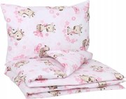 Detské bavlnené obliečky do postieľky 120x90 cm BABYMAM PREMIUM - Žirafa - ružové