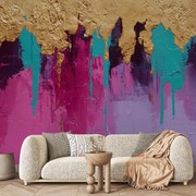 Fototapeta - Stena s farbami a zlatou (147x102 cm)