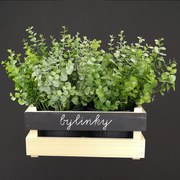 AMADEA Drevený obal na dva kvetináče s tabuľkou na písanie kriedou, 32x17x15cm, drevený kvetináč Český výrobek