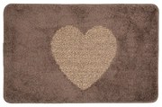 Hnedá kúpeľňová predložka so srdiečkom - 78*48*1 cm