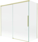 Mexen Rox, 2-krídlová posuvná vaňová zástena 160 + 70 x 150 cm, 8mm číre sklo, zlatý matný profil, 8C9-160-070-55-00