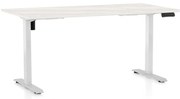 Výškovo nastaviteľný stôl OfficeTech B, 160 x 80 cm, biela podnož, biely jaseň