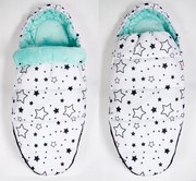 Fusak do kočíka TheBaby - HVIEZDIČKY - biely/mätový