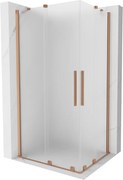 Mexen Velar Duo, sprchový kút s posuvnými dverami 100 x 90 cm, 8mm sklo námraza, medená matná, 871-100-090-32-65