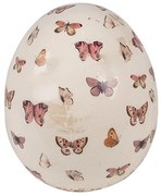 Béžová antik dekorácia vajcia s motýlikmi Butterfly Paradise L - Ø 14*16 cm