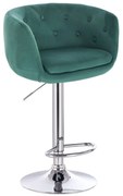 LuxuryForm DESIGN Barová stolička MONTANA VELUR na striebornom tanieri - zelená