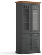 PROXIMA.store - Rustikálna drevená vitrína veľká 4s.2 - BELLUNO ELEGANTE FARBA: grafit - dub