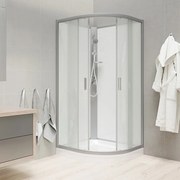 Mereo Mereo, Sprchový box, štvrťkruh, bez striešky, s vaničkou R550, satin ALU, sklo Point, zadne steny biele, MER-CK35122KMW