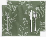 Goldea prestieranie na stôl 100% bavlnené plátno - bylinkové lístky - sada 2ks 30 x 40 cm