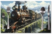 Sablio Prestieranie Parná lokomotíva na viadukte: 40x30cm