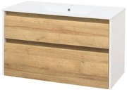 Mereo Mereo, Opto, kúpeľňová skrinka s keramickým umývadlom 101 cm, biela, dub, biela/dub, čierna, MER-CN932