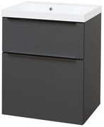 Mereo Mereo, Mailo, kúpeľňová skrinka s umývadlom z liateho mramoru 61 cm, čierne madlo, MER-CN530MB